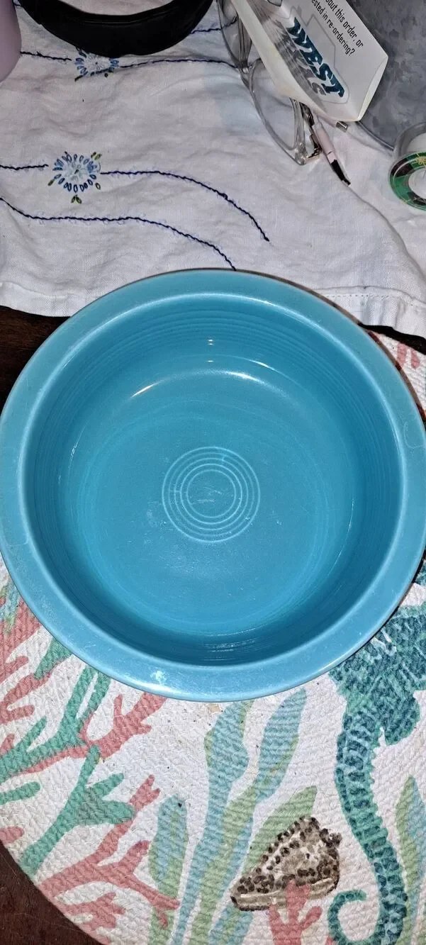 Vintage Genuine Fiesta Turquoise Dinnerware 7 Piece Lot HLC USA Plates Saucers S